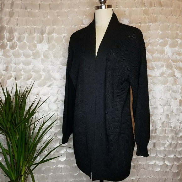 St. John Sweaters - St. John black knit open front cardigan sweater